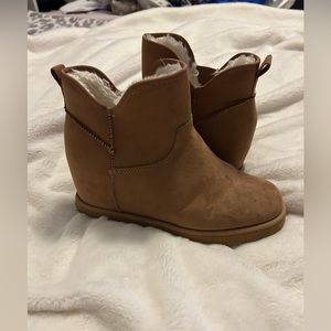 SO Tan Wedge Ankle Boot-Like New